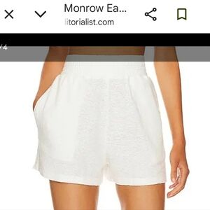 Monrow Easy Shorts Women's High Waist Pull On Cream Ivory Shorts